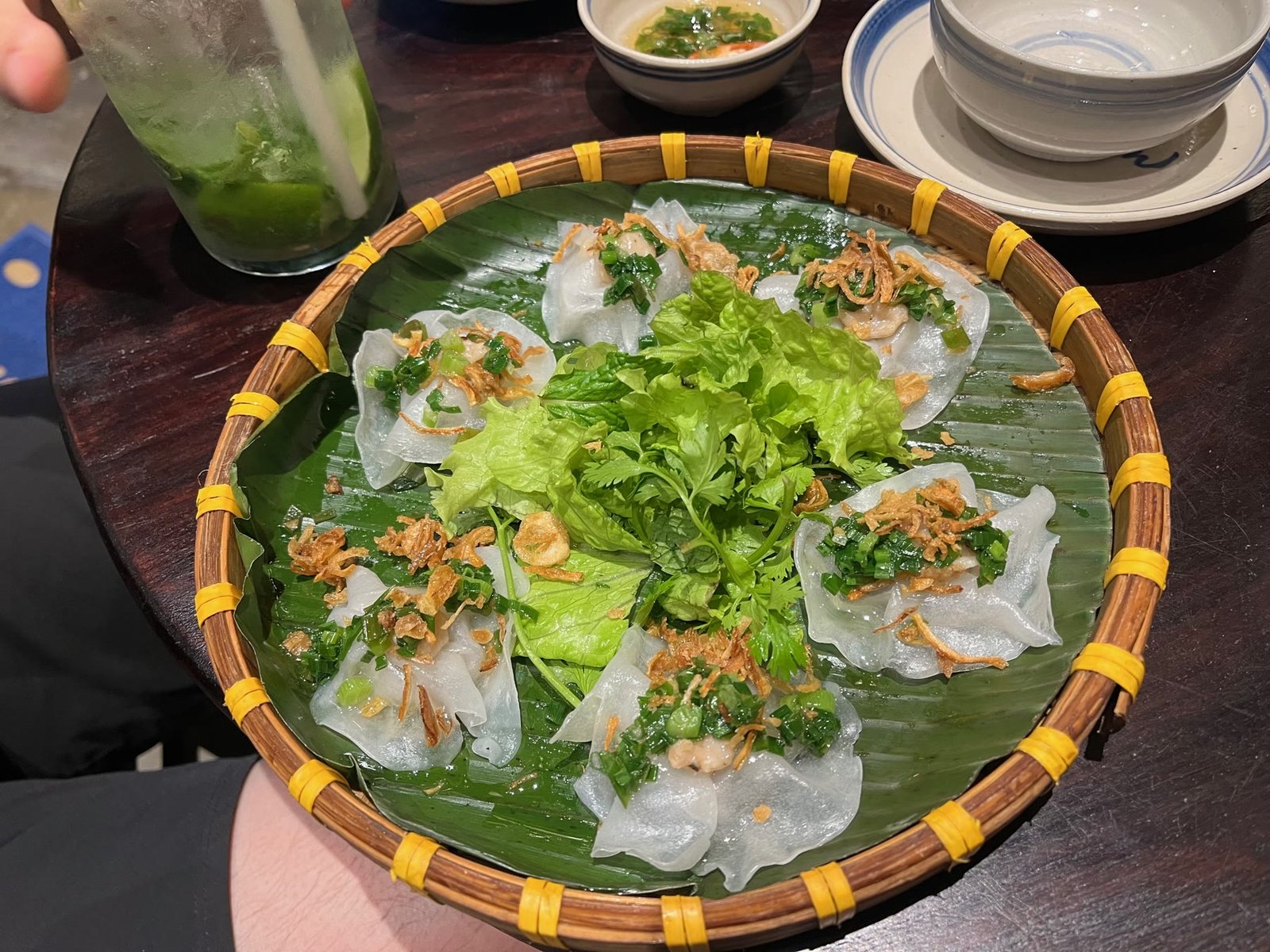 White Rose dumplings served at a restaurant in Hoi An